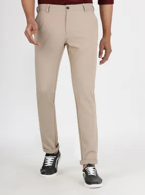 Beige Solid Venice Fit Casual Trouser | JadeBlue