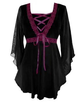 Bewitched Top in Black/Burgundy