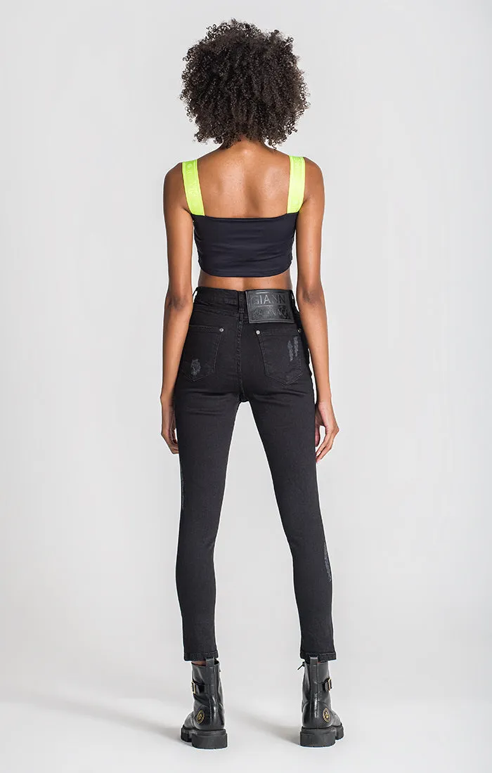 Black Copacabana Elastic Crop Top