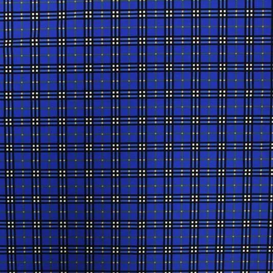 Blue and Black Plaid Printed Spandex Fabric | Blue Moon Fabrics