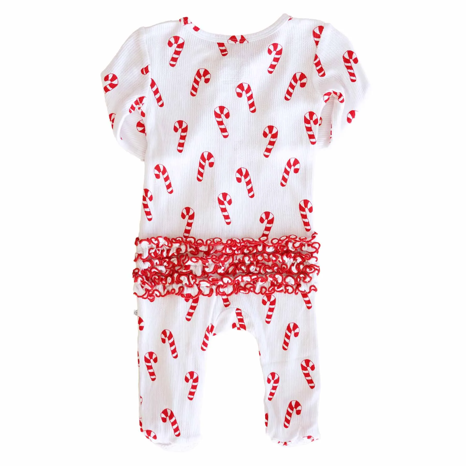 Candy Cane Lane Waffle Bamboo Zipper Ruffle Footie*