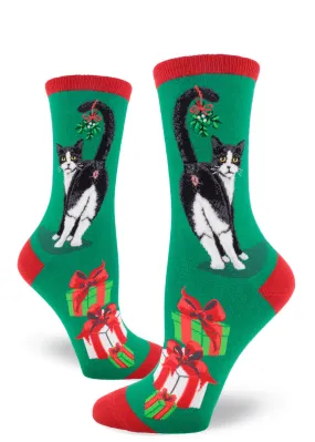 Cat Butt Christmas Women€™s Crew Socks (Adult Medium - Women's Shoe Sizes 5-10)