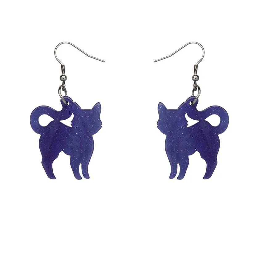 Cat Ripple Glitter Resin Drop Earrings - Purple