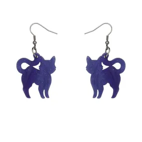 Cat Ripple Glitter Resin Drop Earrings - Purple