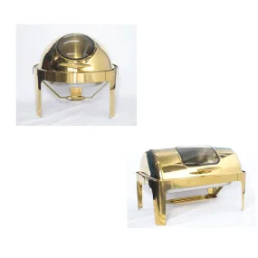 Chafing Dish - Roll Top With Window Gold