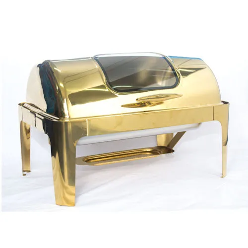 Chafing Dish - Roll Top With Window Gold