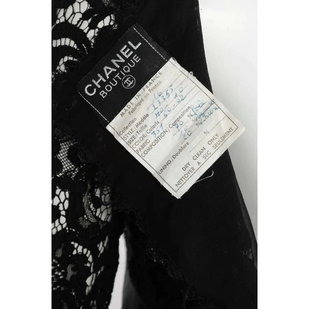 CHANEL Lace and Striped Camellia Empire Dress S/S 1988 | 40 FR - Medium