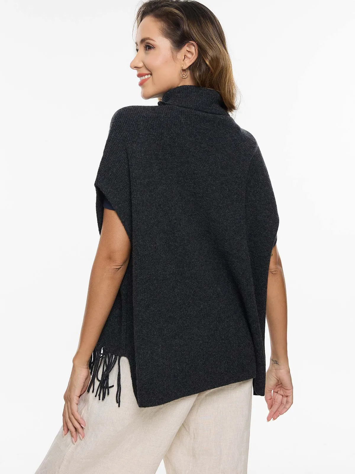 Charcoal Gray Oversized Cashmere Vest