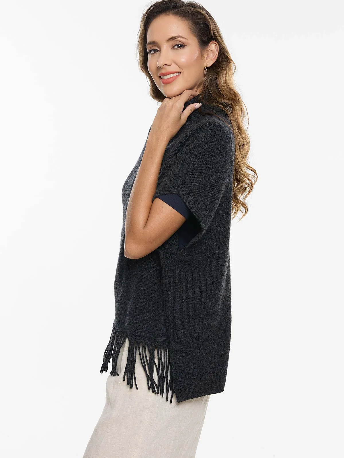 Charcoal Gray Oversized Cashmere Vest