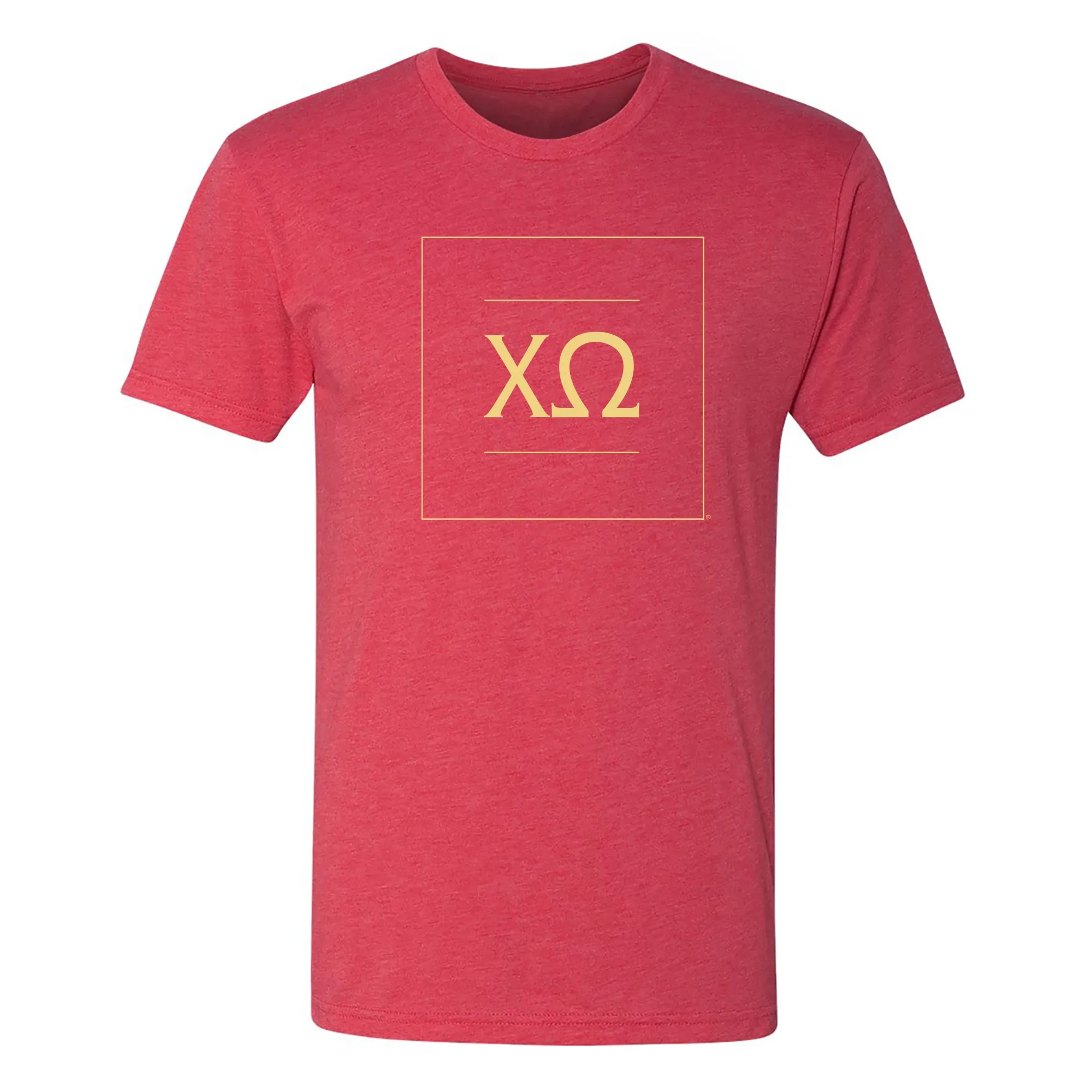 Chi Omega Greek Letter Block Triblend T-Shirt - Vintage Red