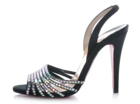 Christian Louboutin Mirrored Rhinestone Sling Backs