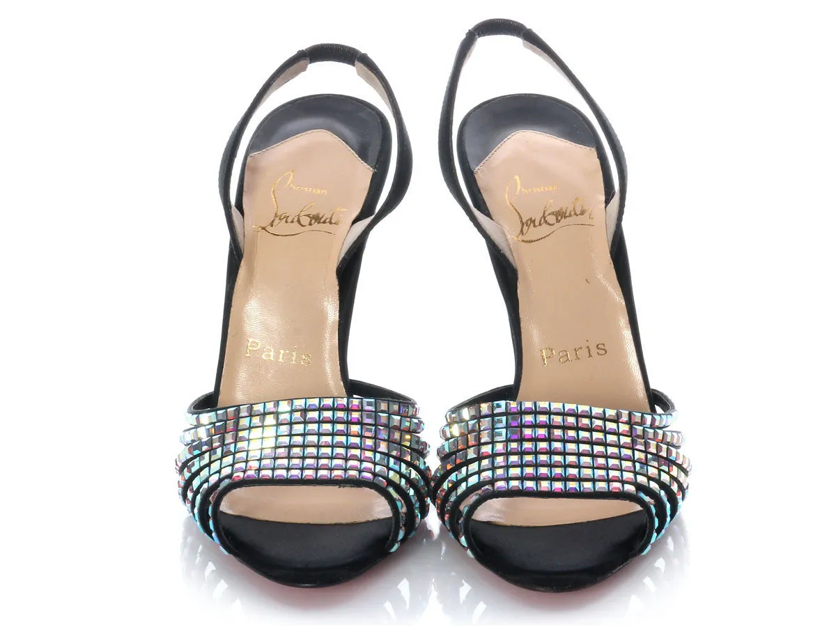 Christian Louboutin Mirrored Rhinestone Sling Backs