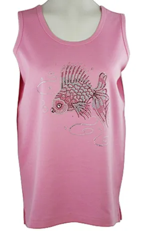 Christine Alexander - Rainbow Fish, Scoop Neck Tank Top Swarovski Crystals