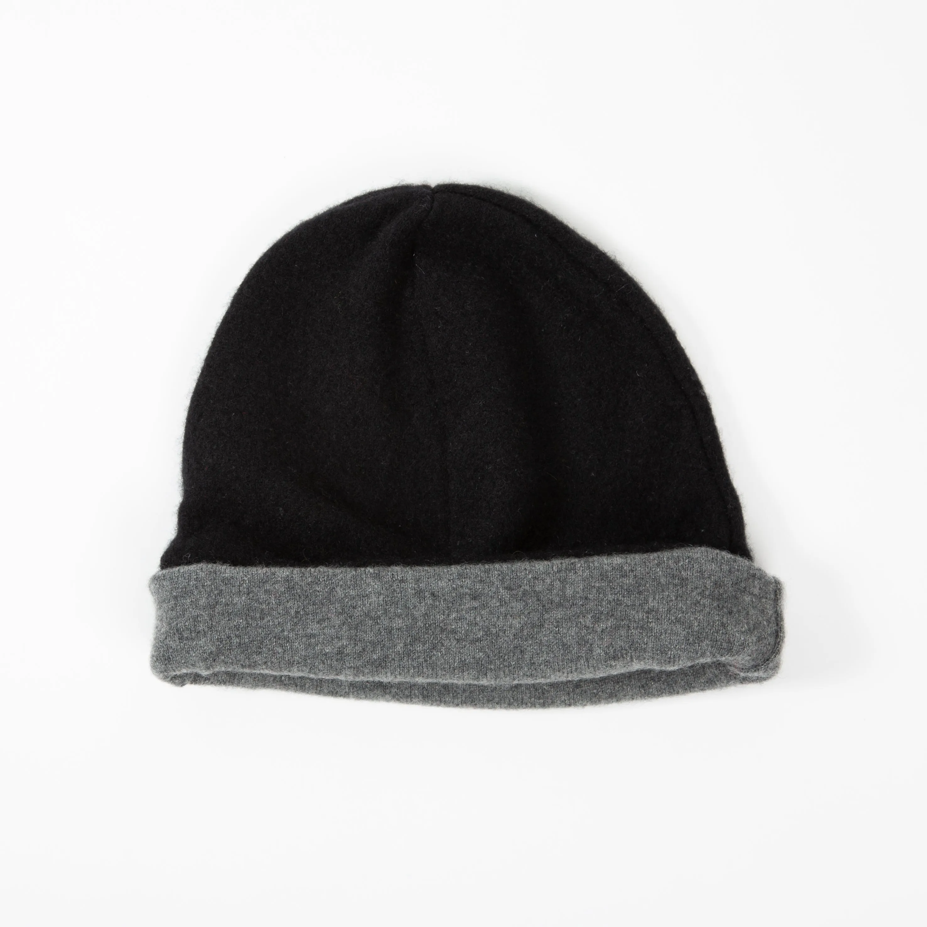 Classic Black & Grey Cashmere Beanie