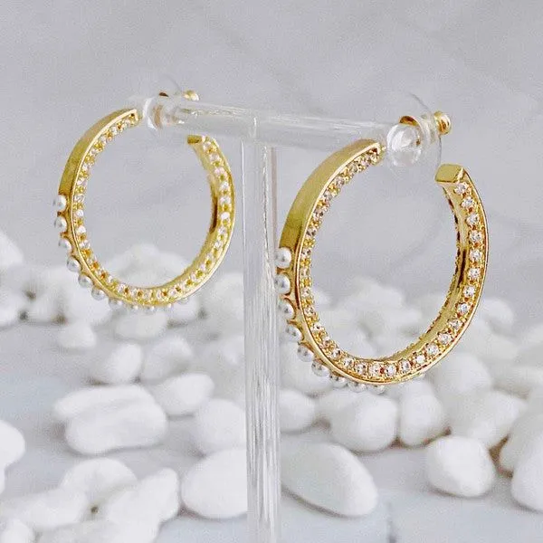 Classy Lady Pearl Hoop Earrings