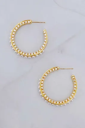 Classy Lady Pearl Hoop Earrings