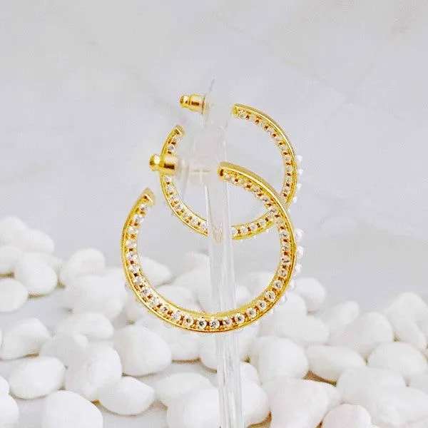 Classy Lady Pearl Hoop Earrings