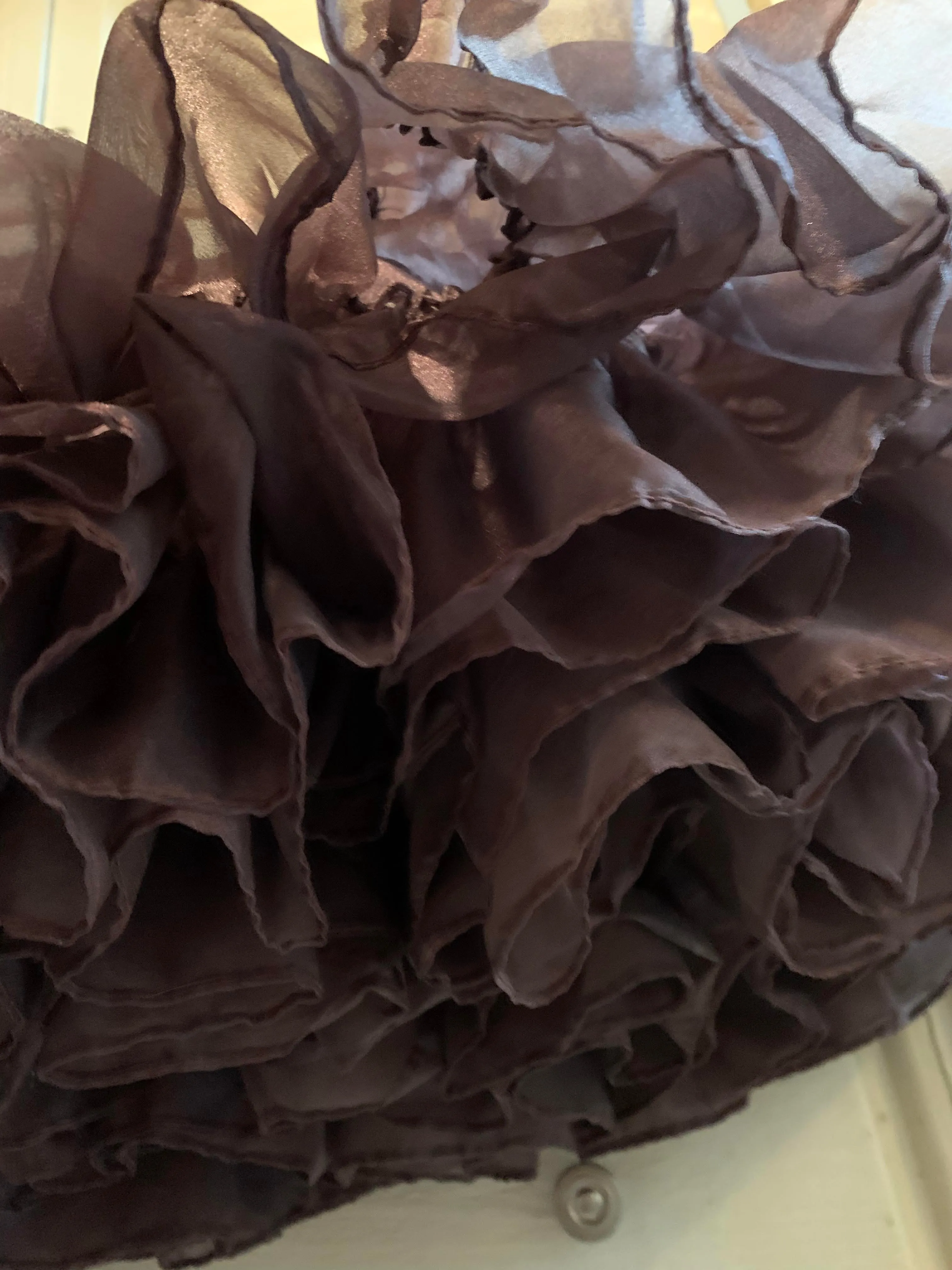 Cocoa Brown Organza Nylon 2 Layer Crinoline circa 1960s