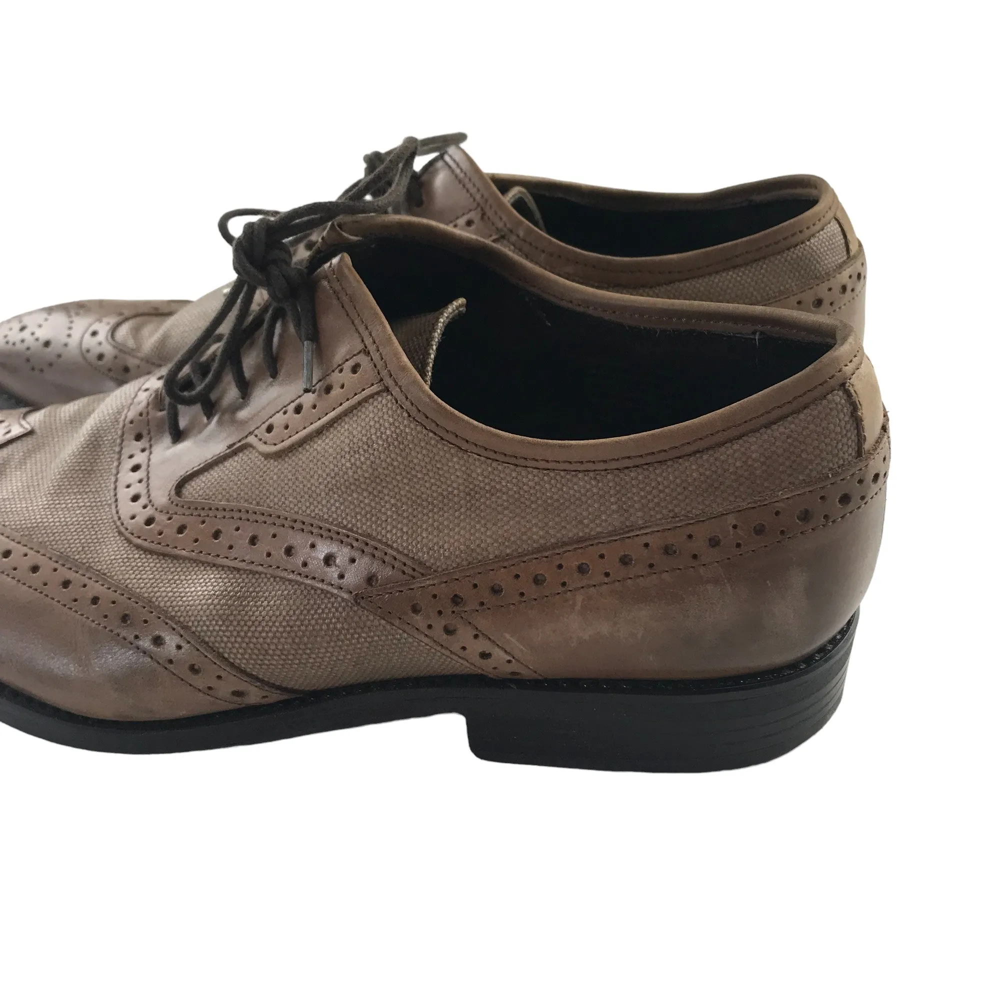 Collezione brogue shoes shoe size 9.5 light brown leather and fabric formal