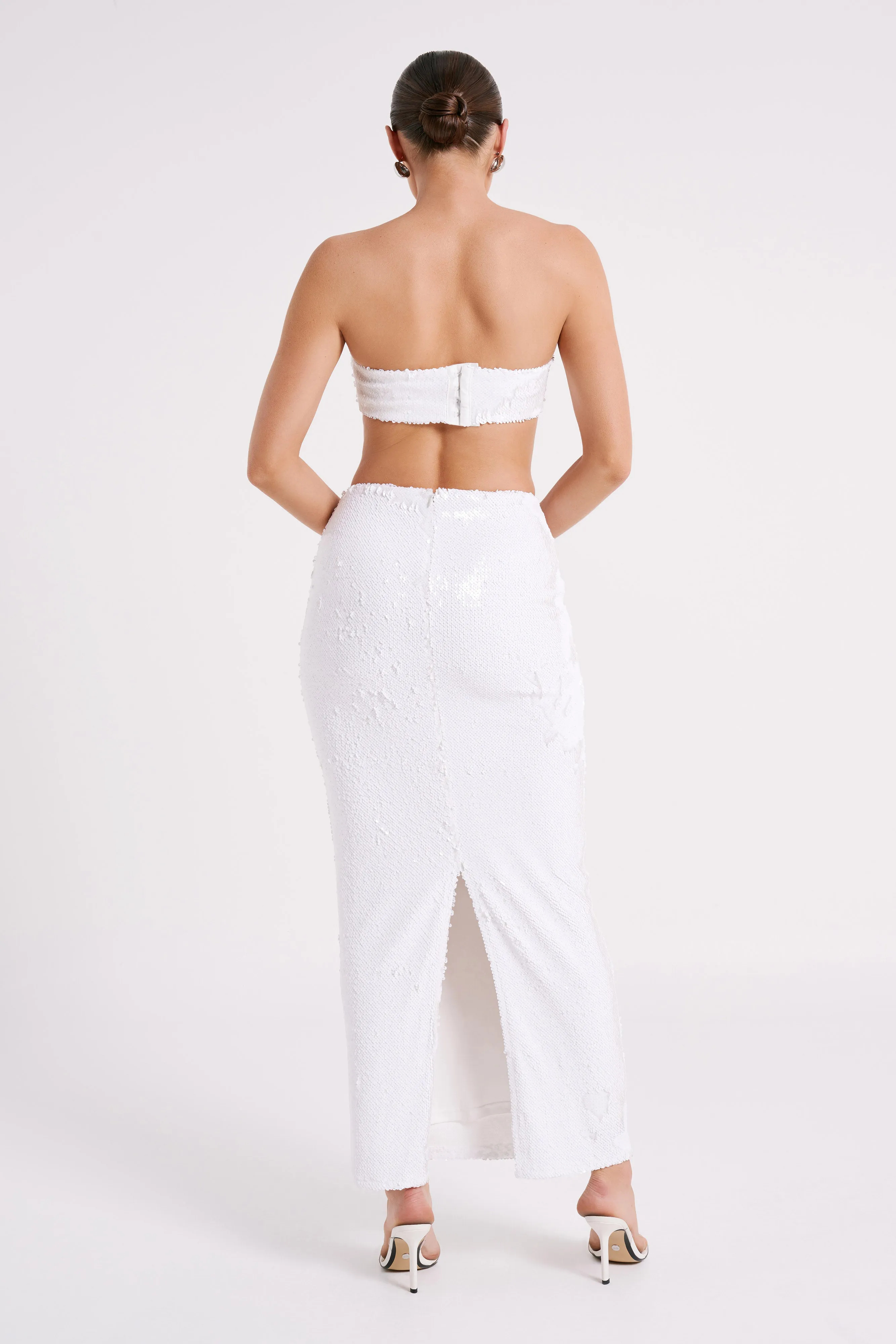 Cosette Sequin Maxi Skirt - White