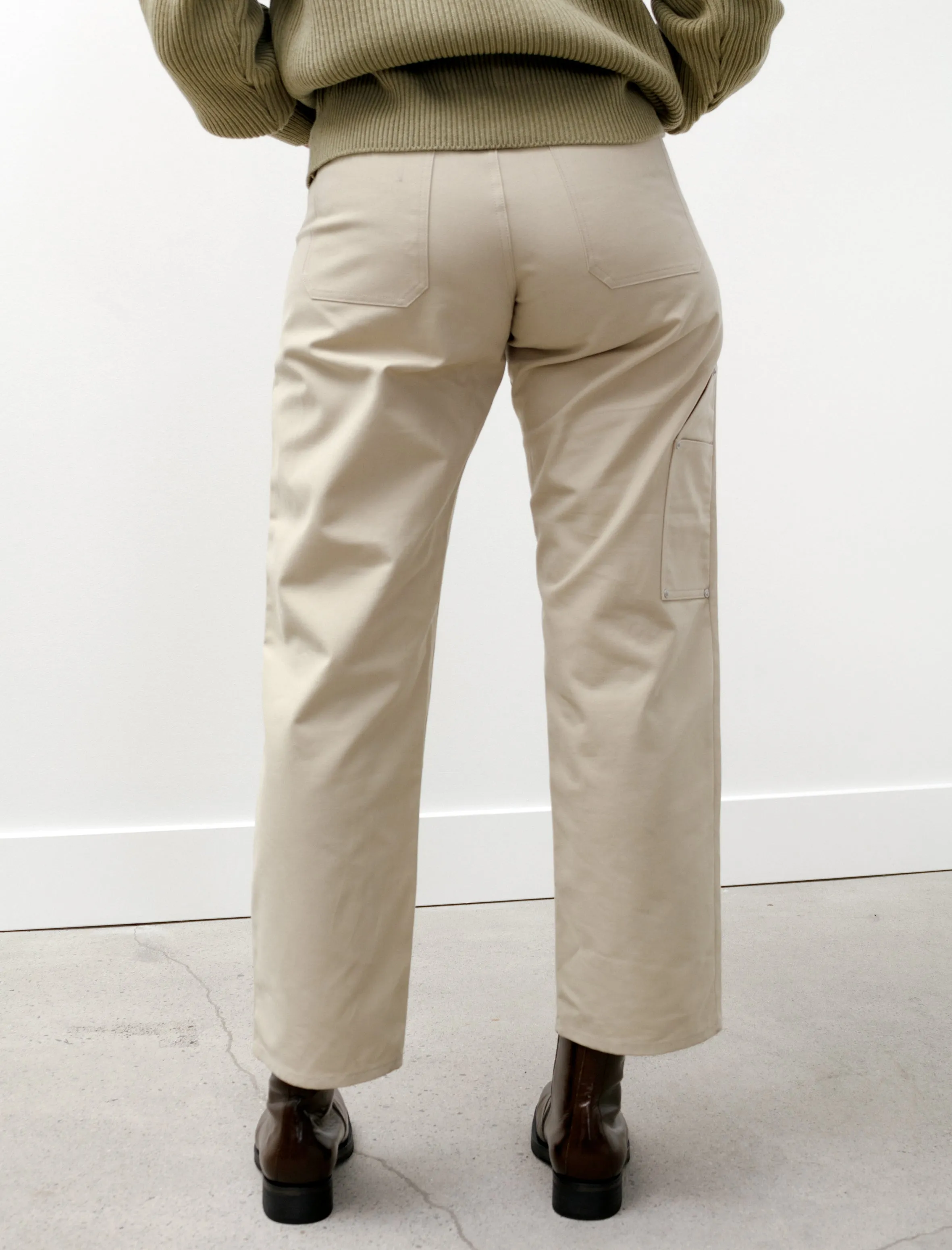 Cotton Oiled Canvas Pants Light Beige