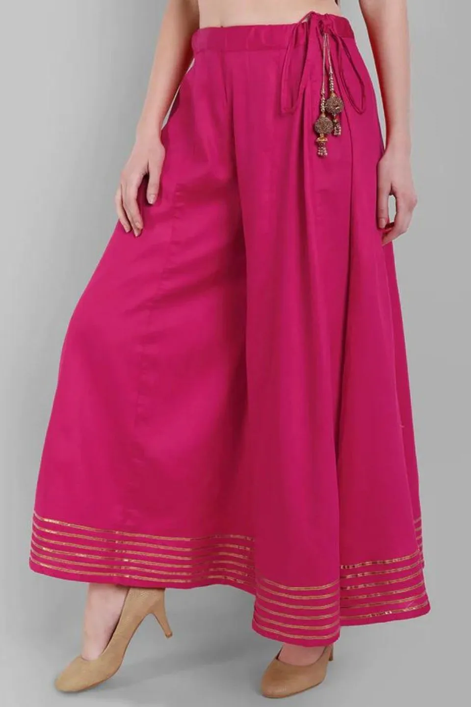 Cotton Rayon Hot Pink Kalidar Sharara