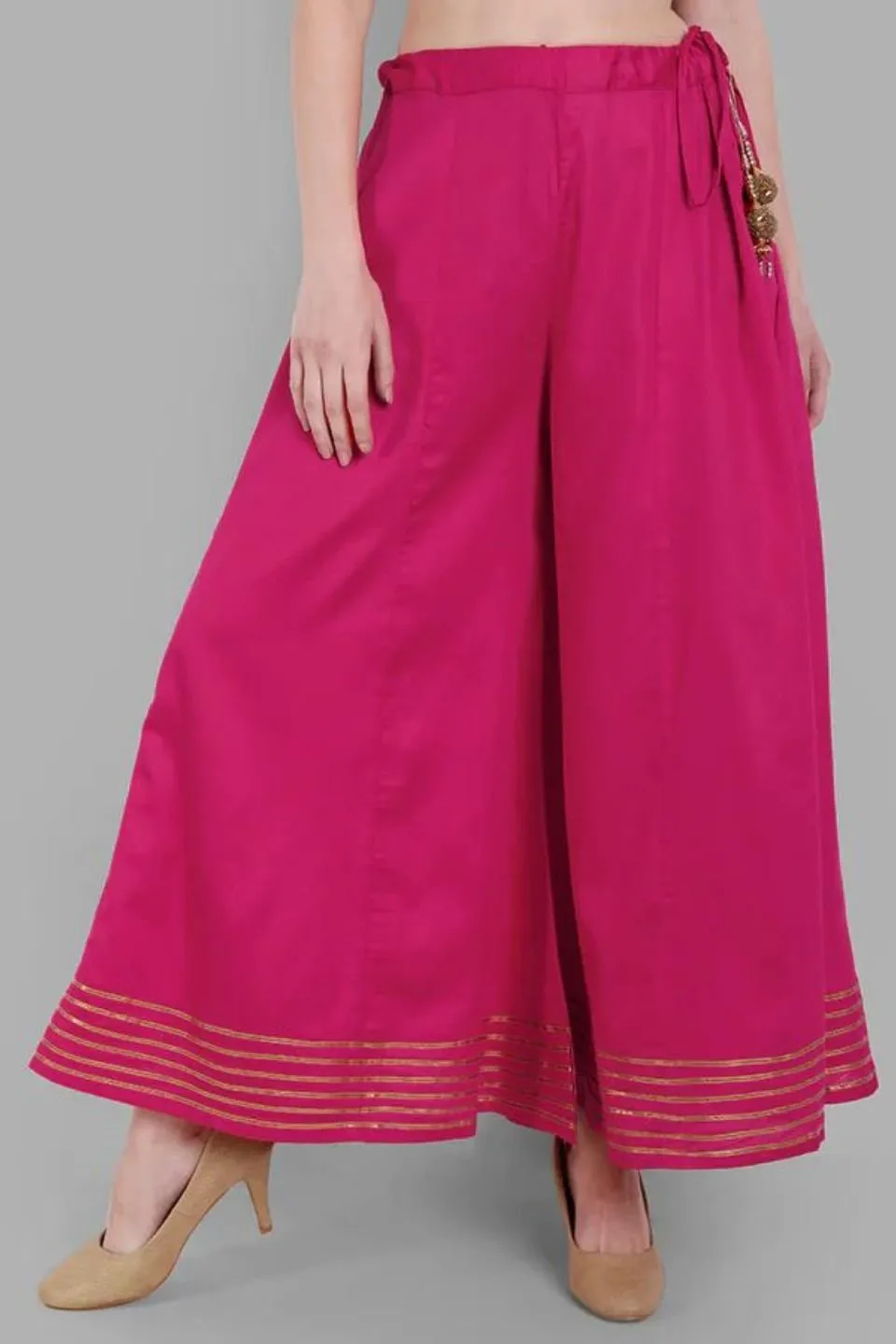 Cotton Rayon Hot Pink Kalidar Sharara