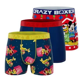 CRAZYBOXER Disney Mickey and Pluto XMas Men's Boxer Briefs (3 pack)