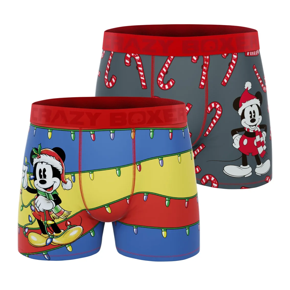 CRAZYBOXER Disney Mickey Xmas Cane Men's Boxer Briefs (2 pack)