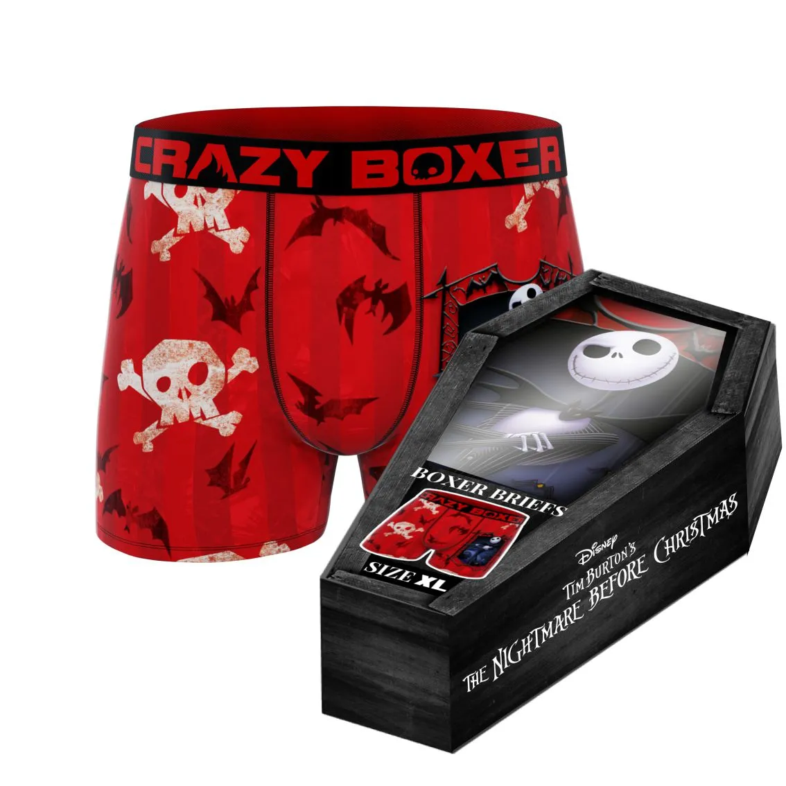 CRAZYBOXER Disney Nightmare Coffins Men's Boxer Briefs (Creative Packaging)