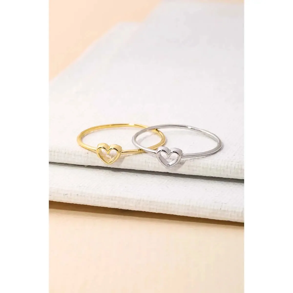 Dainty Open Heart Shape Fashion Ring Silver