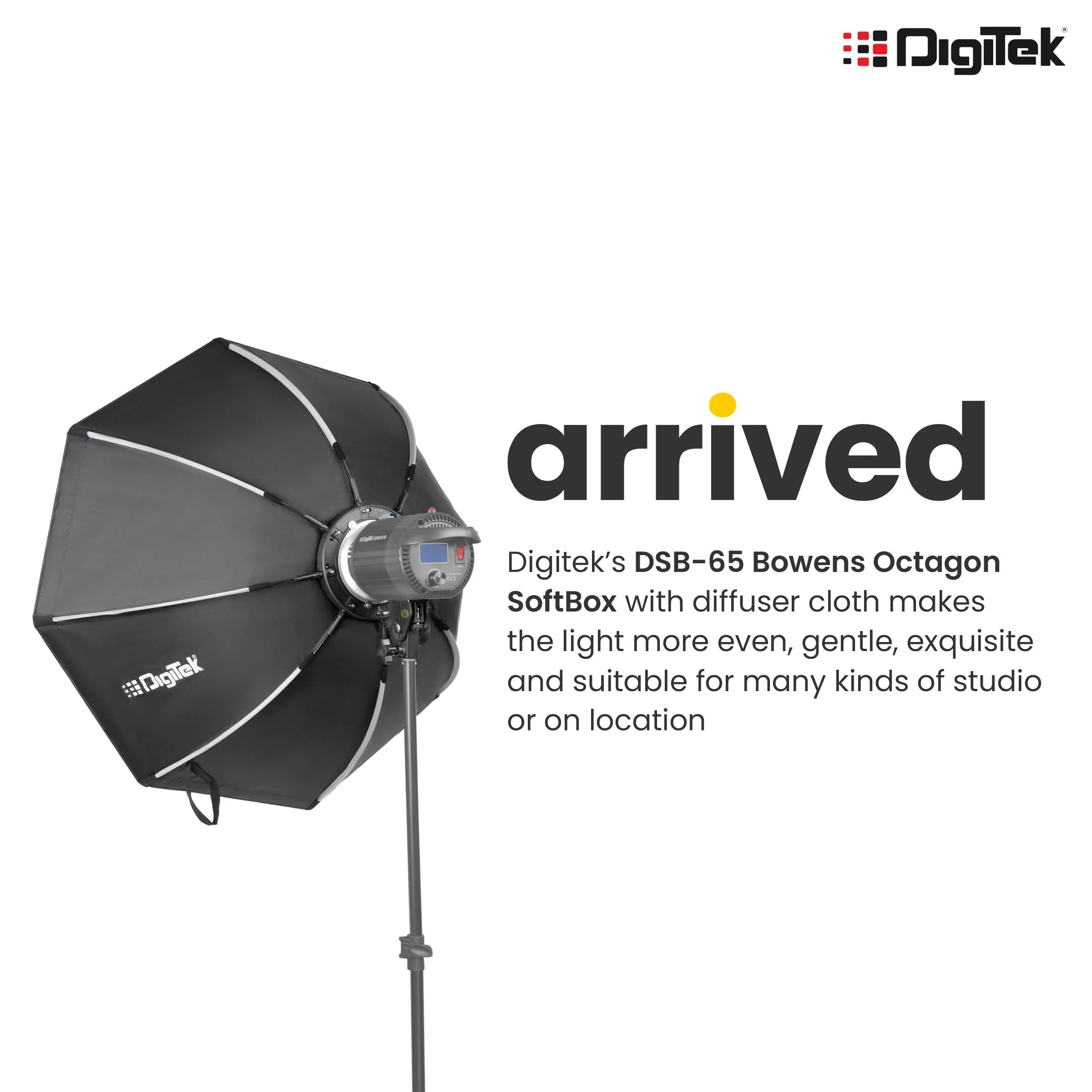 Digitek (DSB-65 Bowens) Octagon Soft Box with Bowens Mount Lightweight & Portable Soft Box Comes with Diffuser Sheets | Carrying Case. DSB-65 Bowens