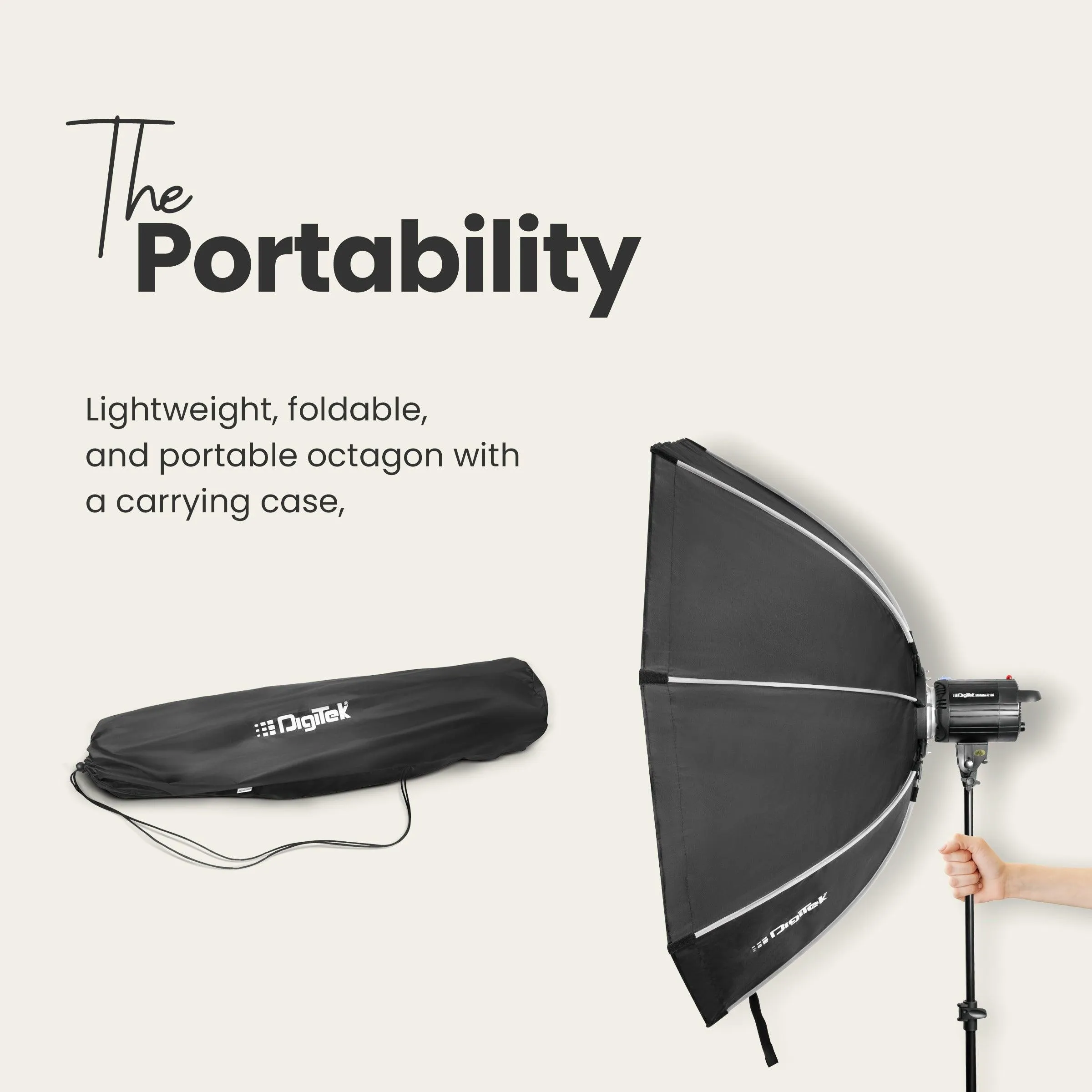 Digitek (DSB-65 Bowens) Octagon Soft Box with Bowens Mount Lightweight & Portable Soft Box Comes with Diffuser Sheets | Carrying Case. DSB-65 Bowens