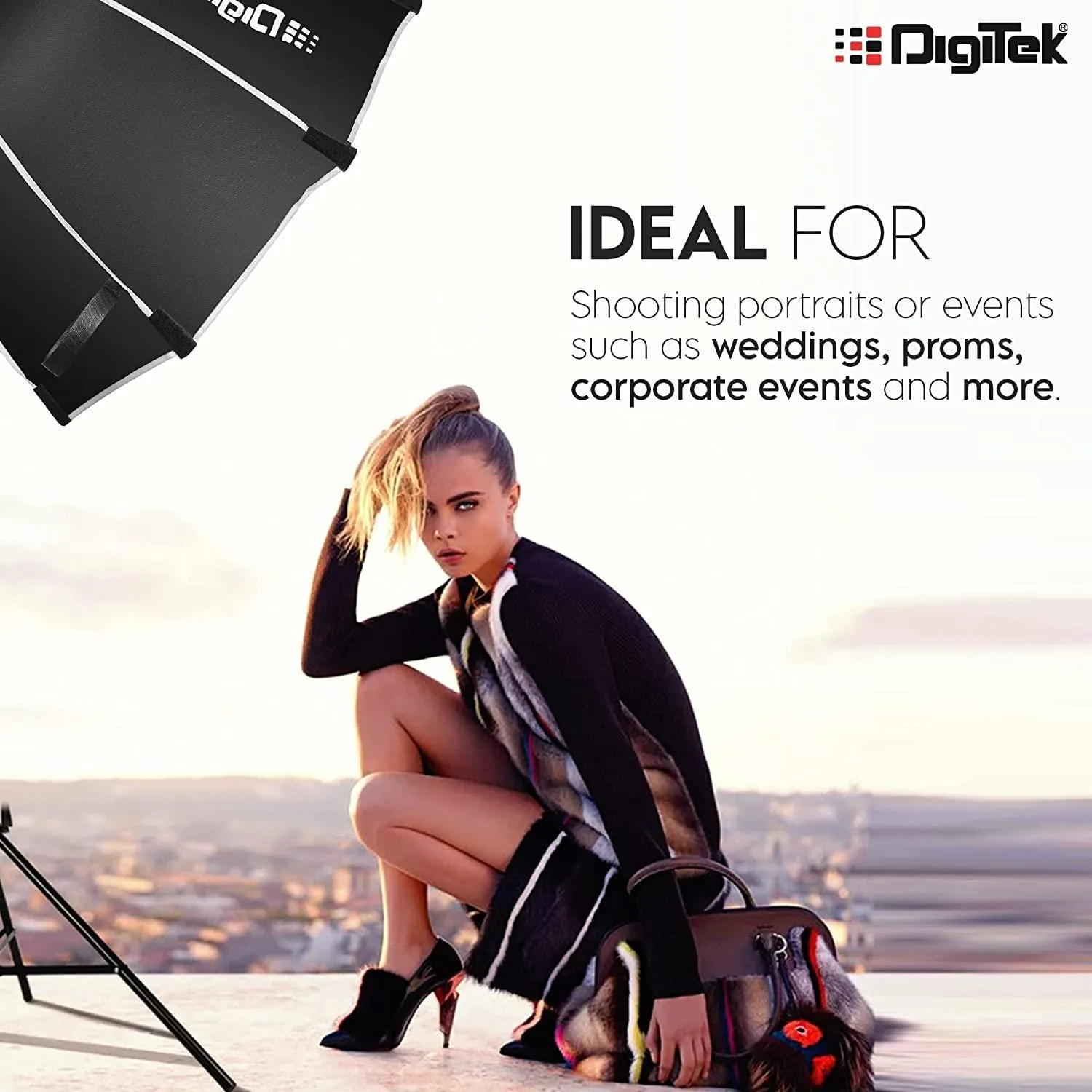 Digitek (DSB-90 Bowens) 90CM Octagon Soft Box with Bowens Mount Lightweight & Portable, Comes with Diffuser Sheets & Carrying Case (DSB-90 Bowens)