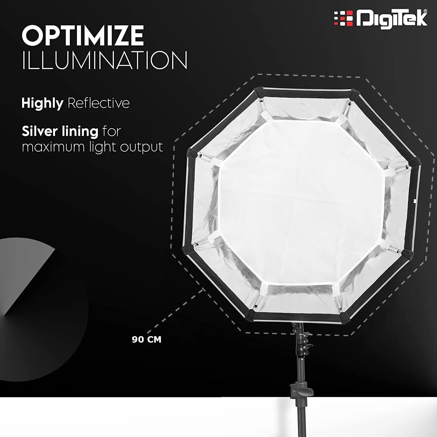 Digitek (DSB-90 Bowens) 90CM Octagon Soft Box with Bowens Mount Lightweight & Portable, Comes with Diffuser Sheets & Carrying Case (DSB-90 Bowens)