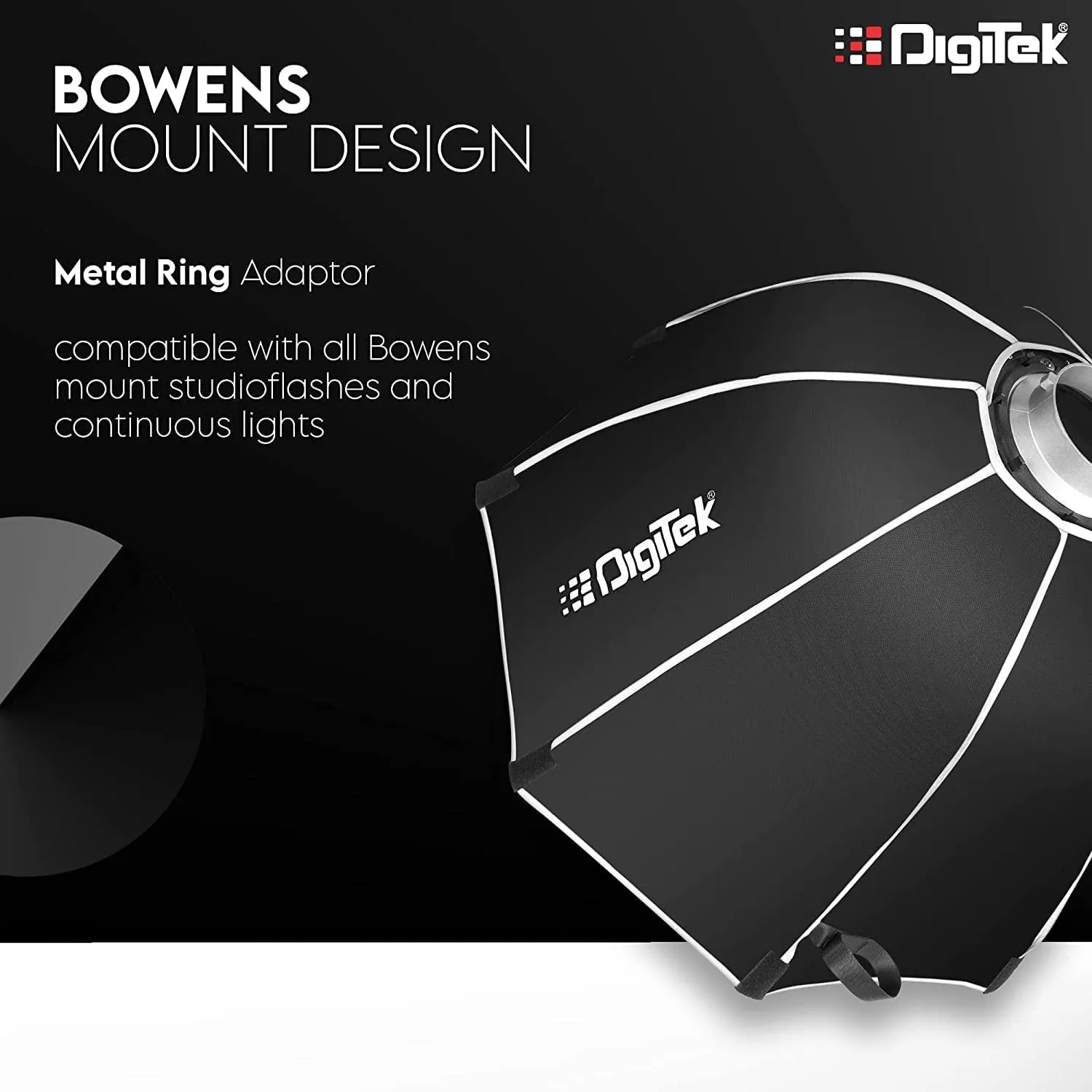 Digitek (DSB-90 Bowens) 90CM Octagon Soft Box with Bowens Mount Lightweight & Portable, Comes with Diffuser Sheets & Carrying Case (DSB-90 Bowens)