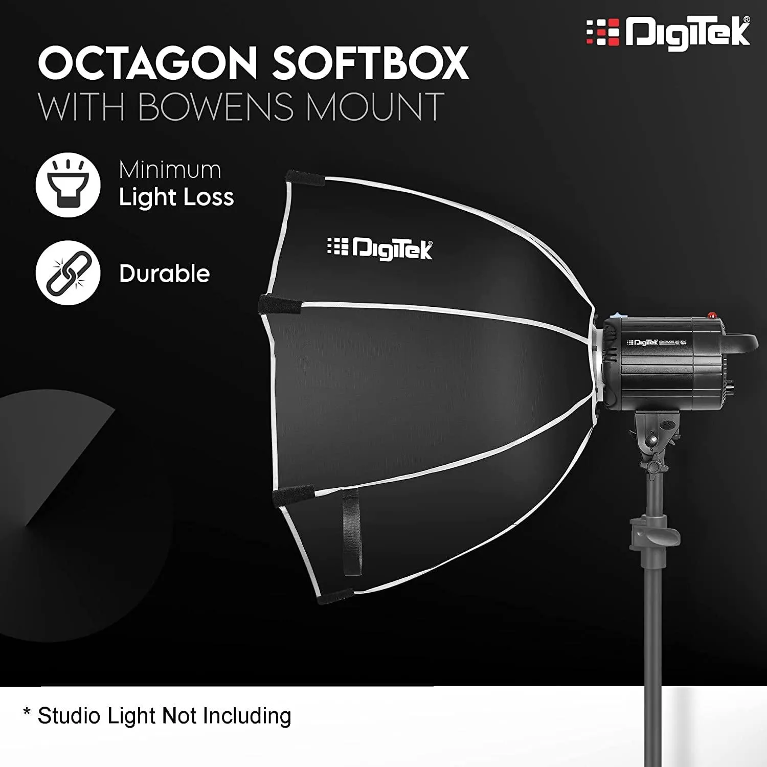 Digitek (DSB-90 Bowens) 90CM Octagon Soft Box with Bowens Mount Lightweight & Portable, Comes with Diffuser Sheets & Carrying Case (DSB-90 Bowens)