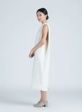 Dill High Collar Silk Dress - Ivory