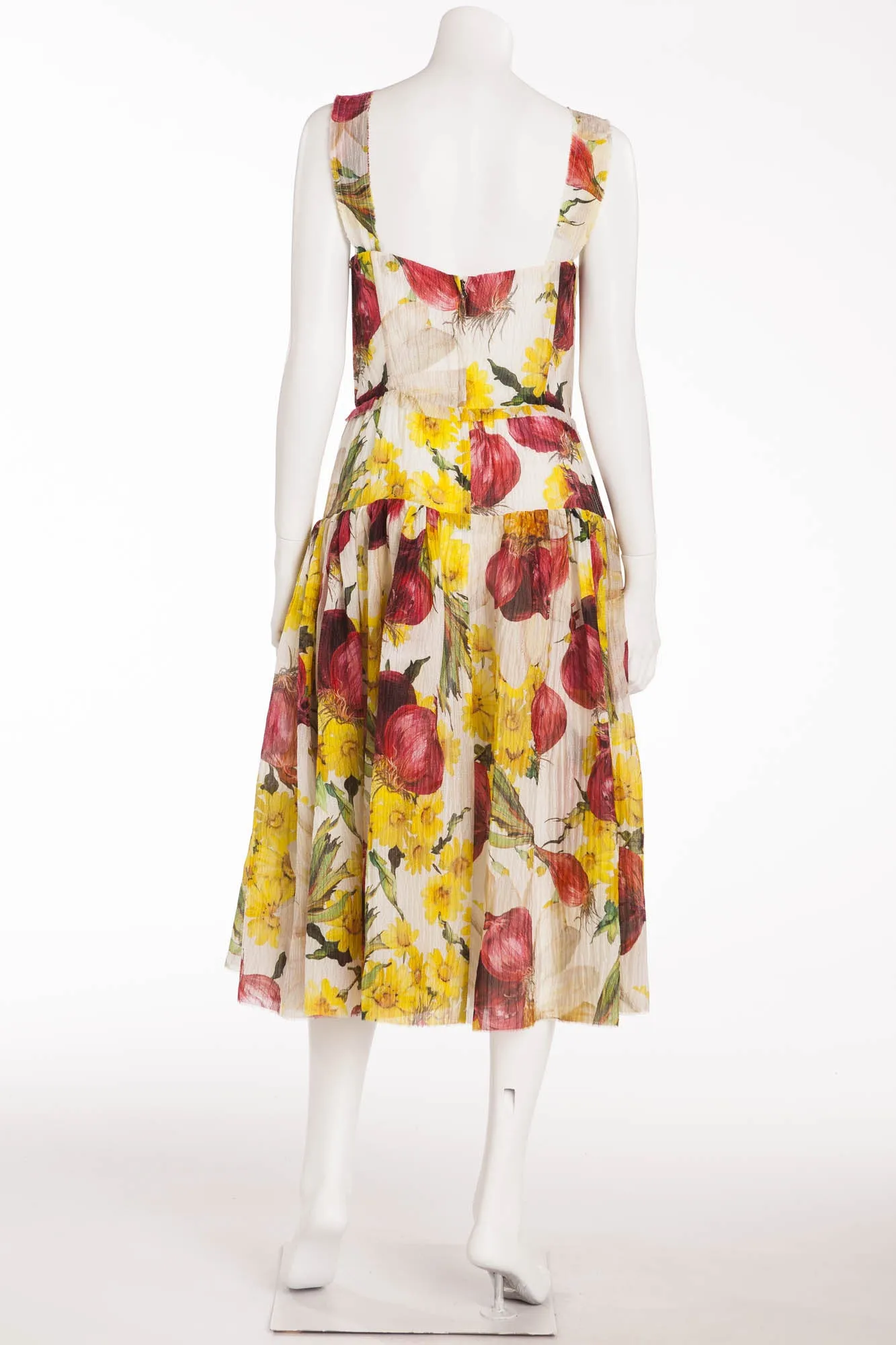 Dolce & Gabbana - As Seen on Spring 2012 Runway Collection - Editorial, Red Onion and Yellow Flower Dress - IT 42