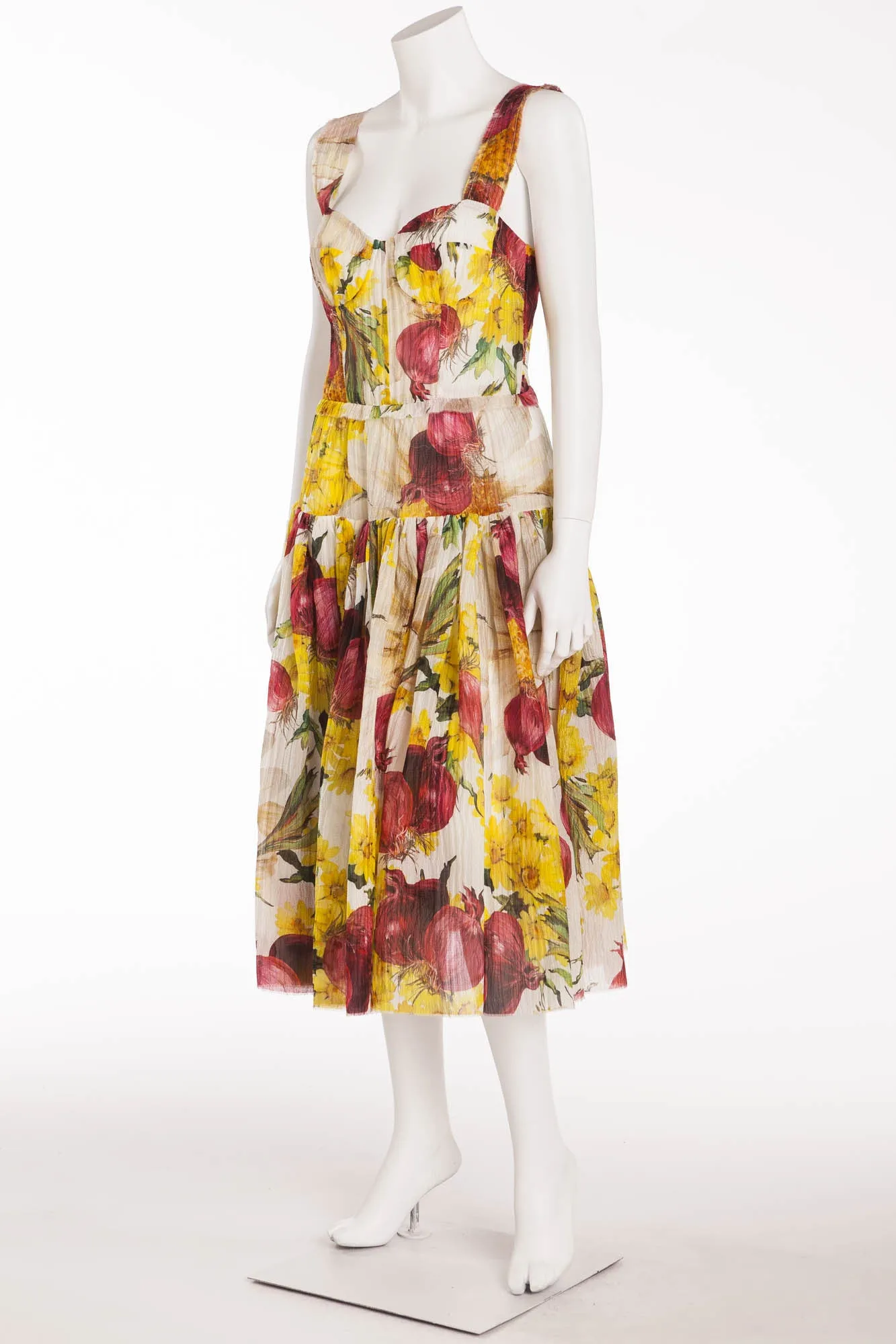 Dolce & Gabbana - As Seen on Spring 2012 Runway Collection - Editorial, Red Onion and Yellow Flower Dress - IT 42