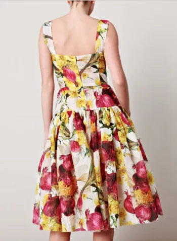 Dolce & Gabbana - As Seen on Spring 2012 Runway Collection - Editorial, Red Onion and Yellow Flower Dress - IT 42