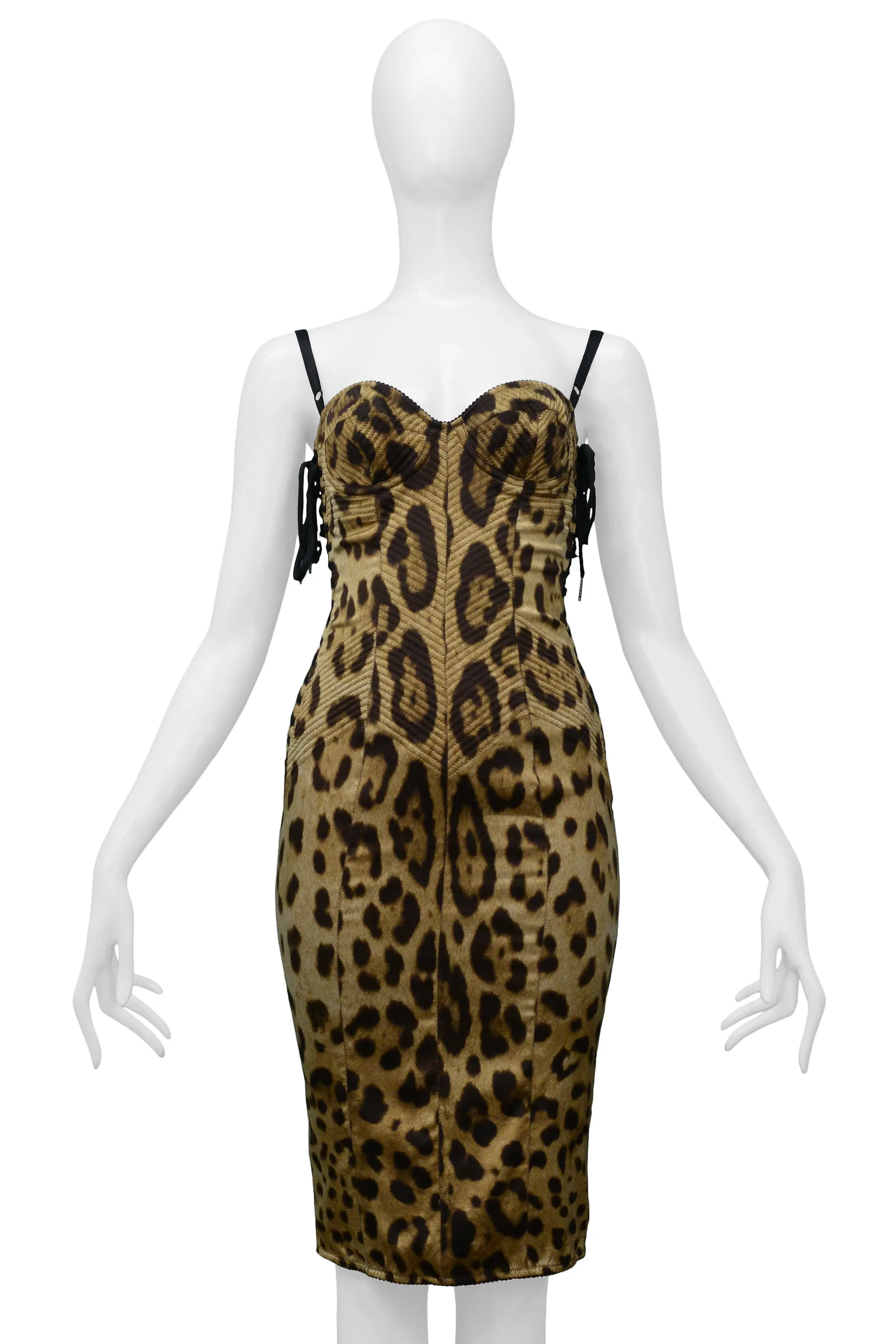 DOLCE SATIN LEOPARD PRINT CORSET DRESS