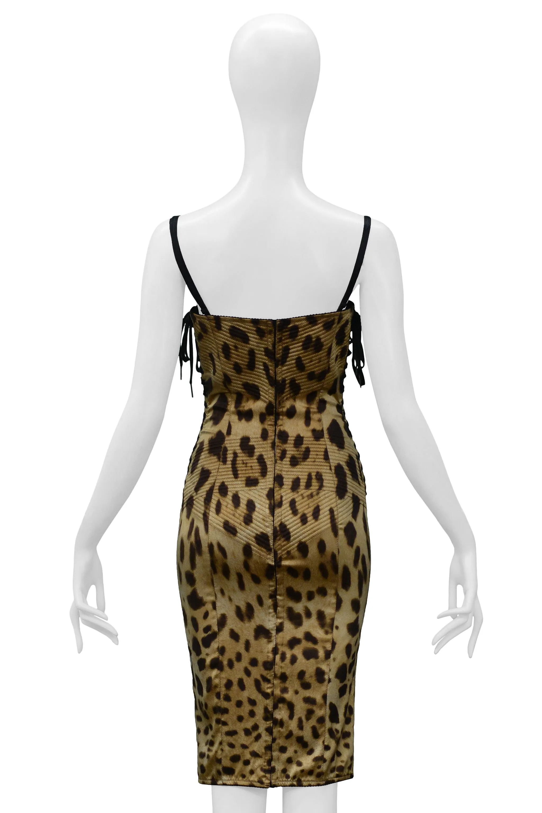 DOLCE SATIN LEOPARD PRINT CORSET DRESS