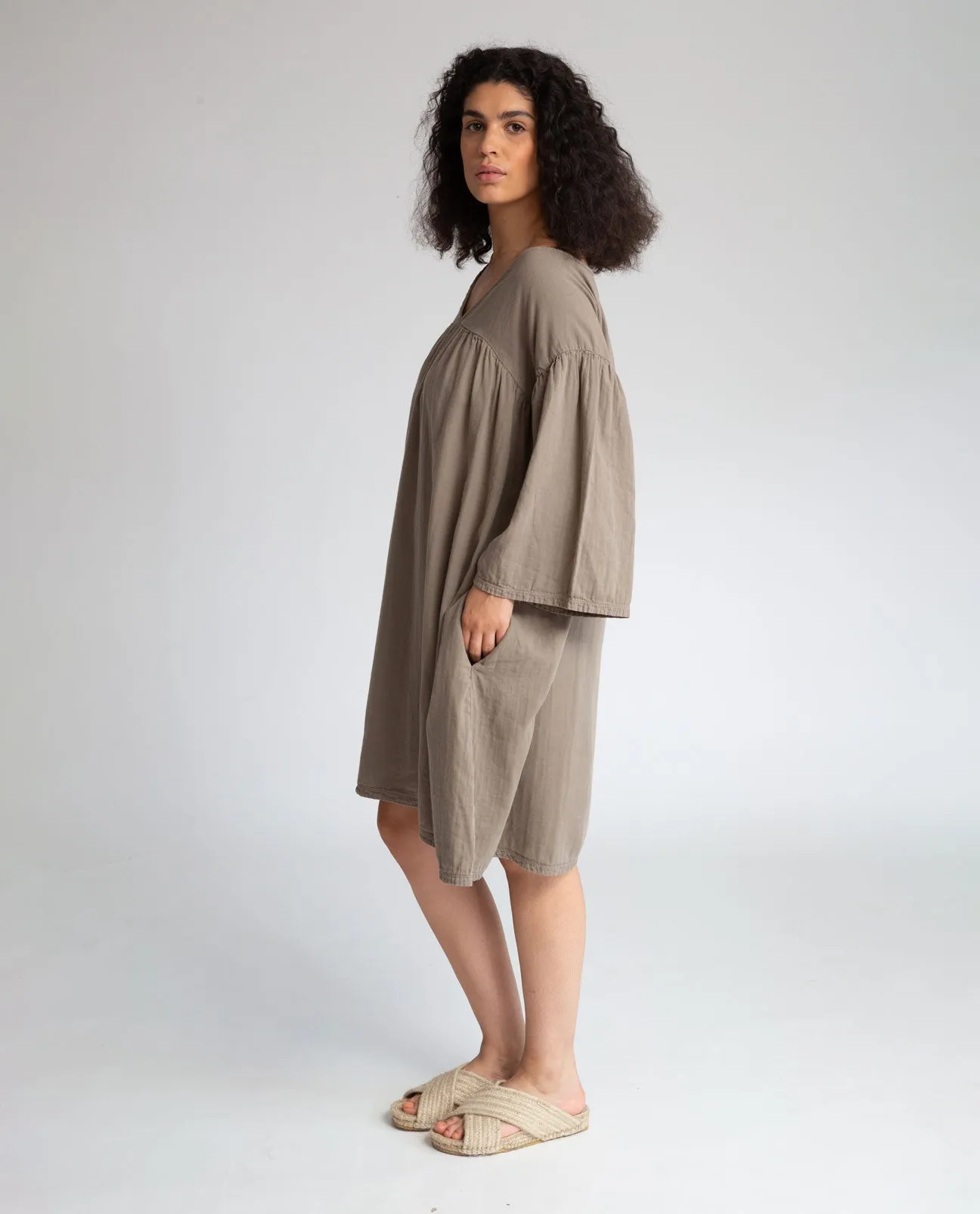 Dylla Organic Cotton Dress In Olive