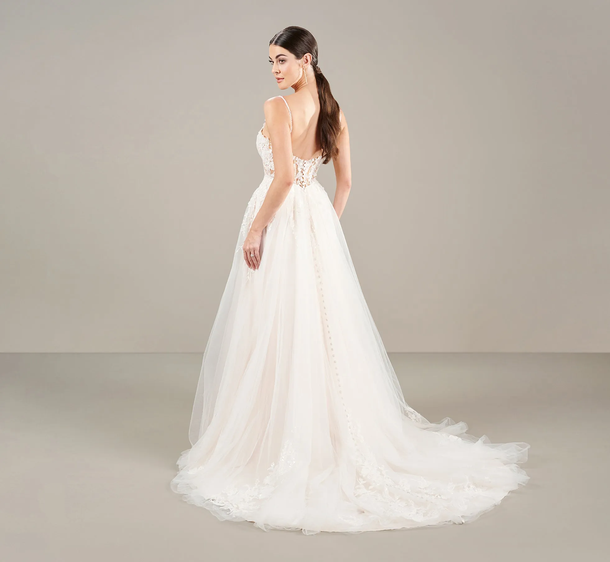 Elegant A Line Gown In Ivory Almond