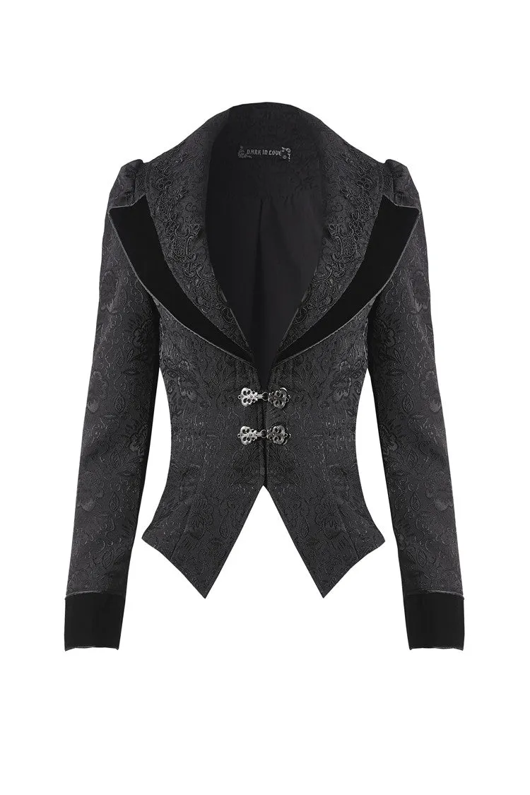 Elegant double collar Jacquard jacket JW179