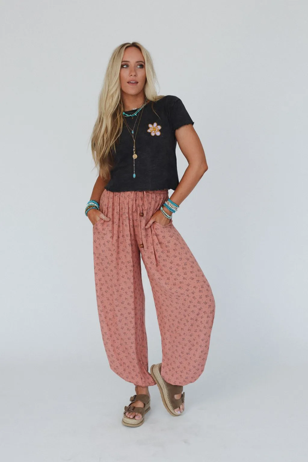 Emberlyn Wide Leg Cinched Pants - Clay