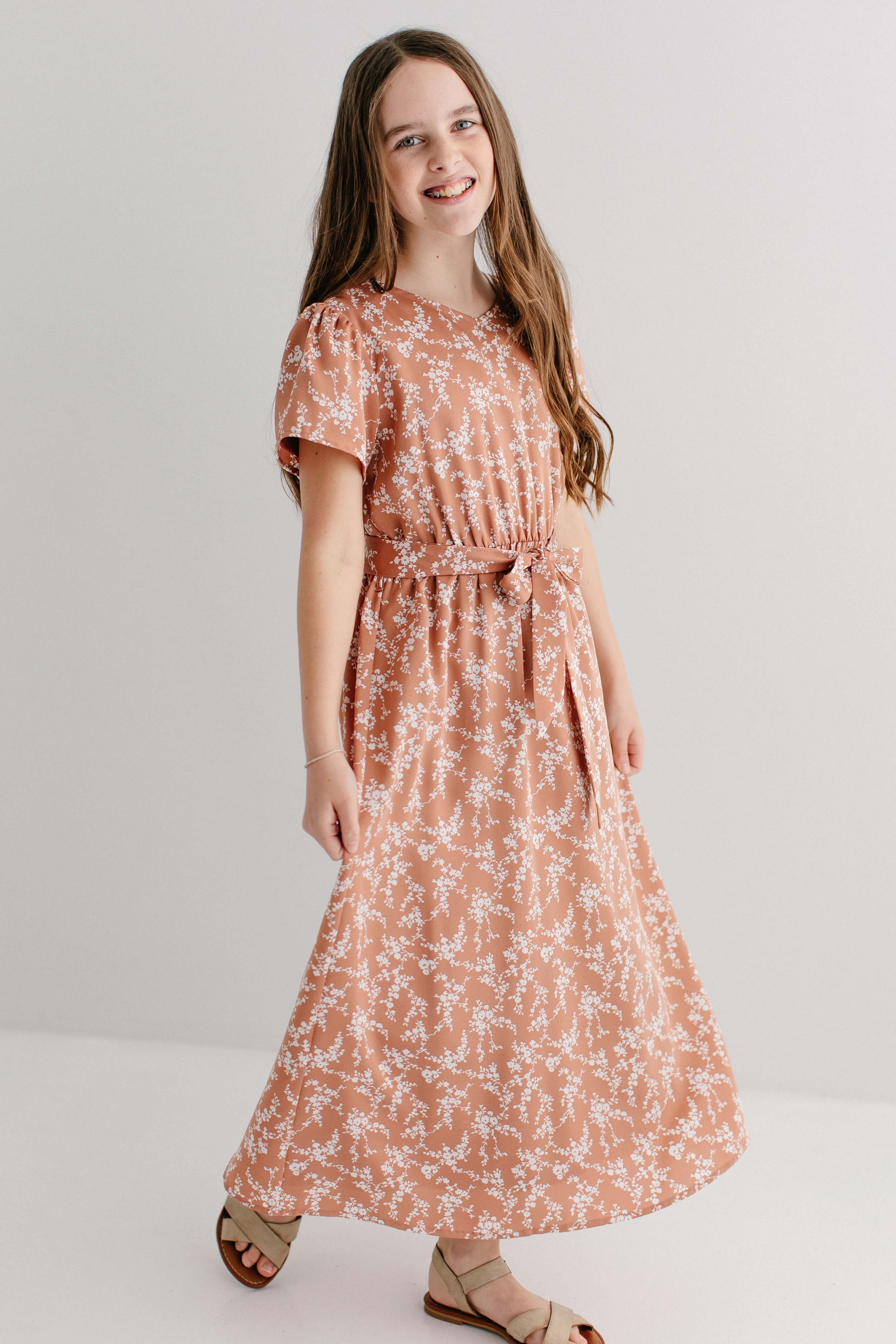 'Esther' Girl Floral Print Maxi Dress