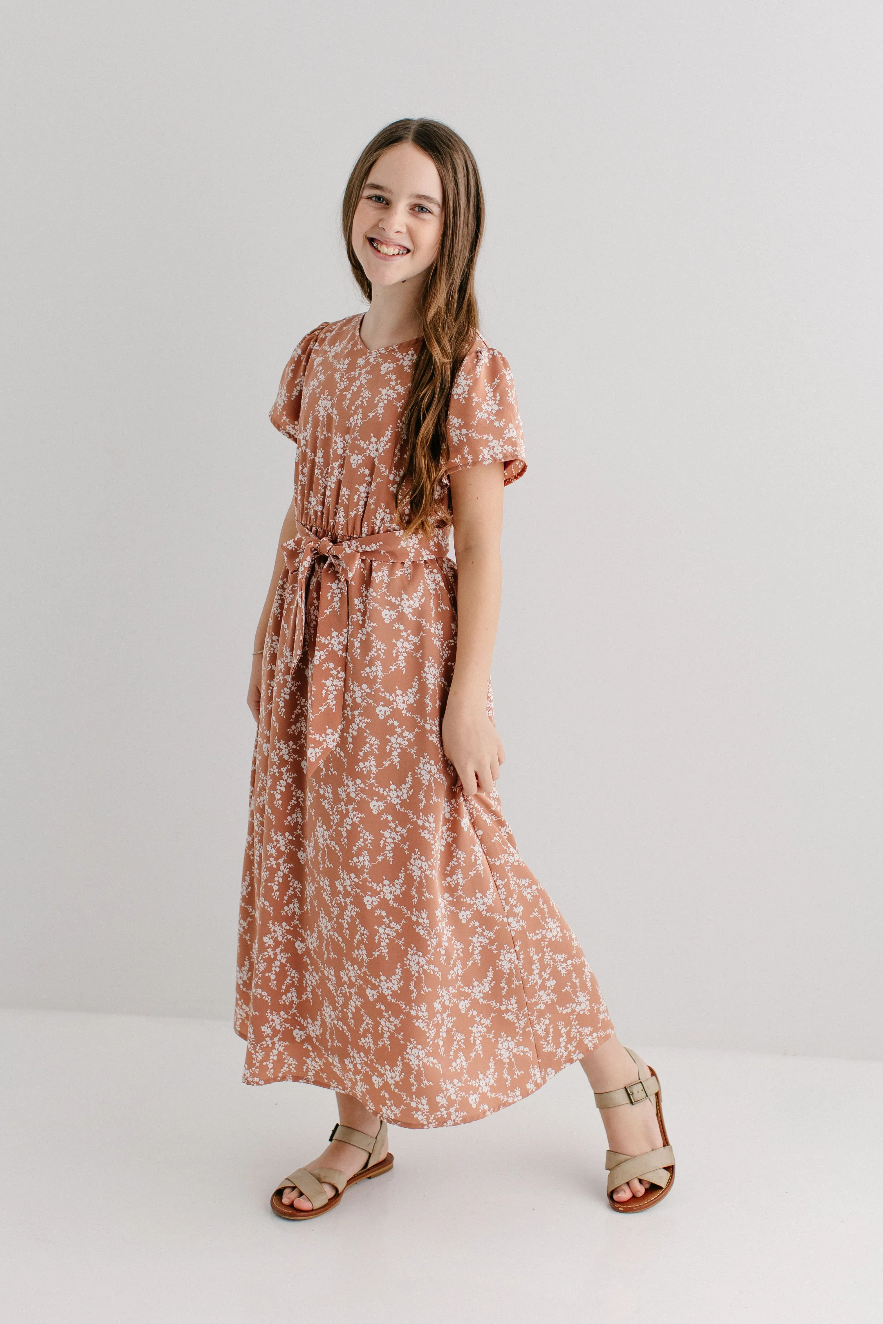 'Esther' Girl Floral Print Maxi Dress