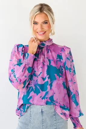 FINAL SALE - Beautiful Entrance Teal Floral Blouse